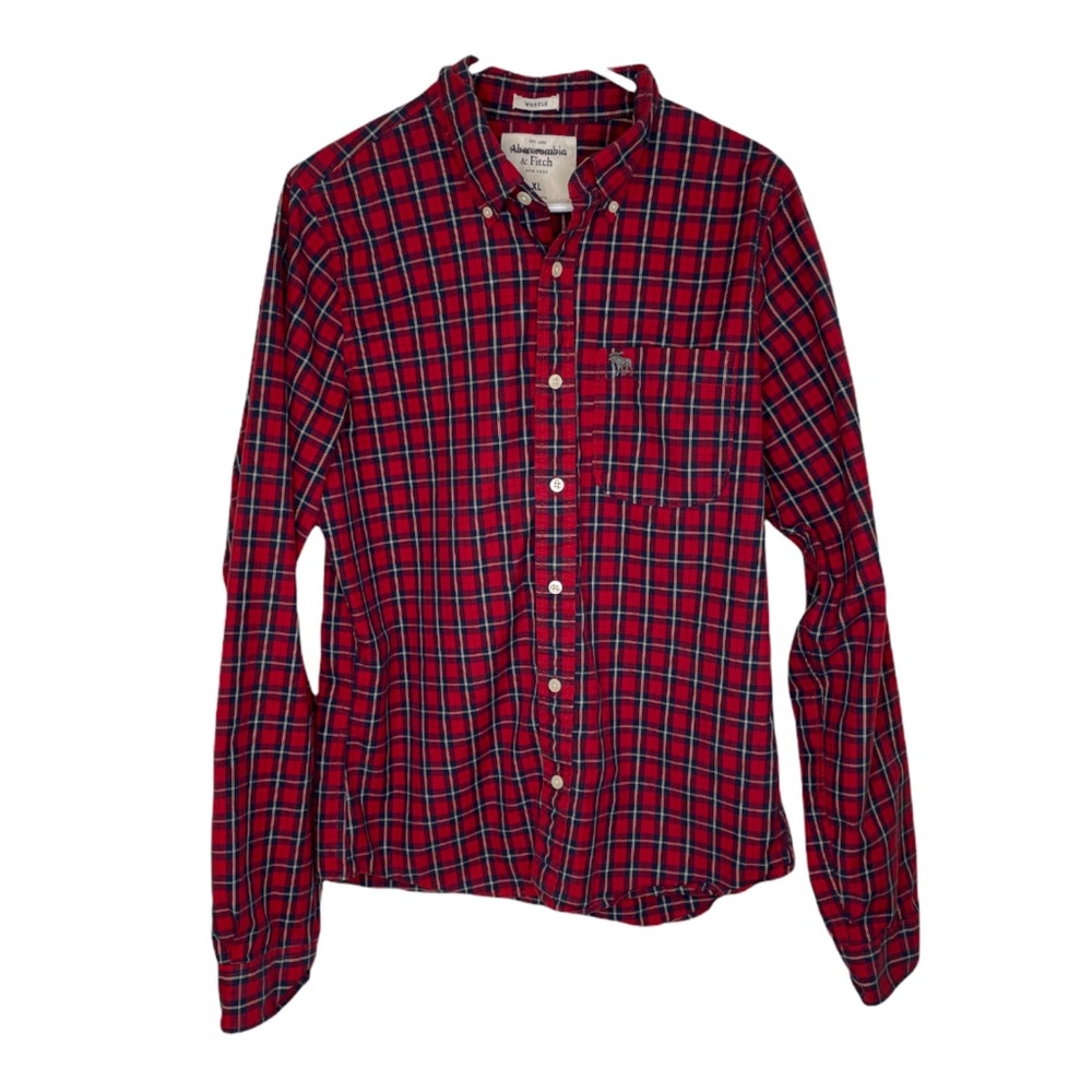 ABERCOMBIE & FITCH PLAID MUSCLE BUTTON DOWN TOP SIZE XL